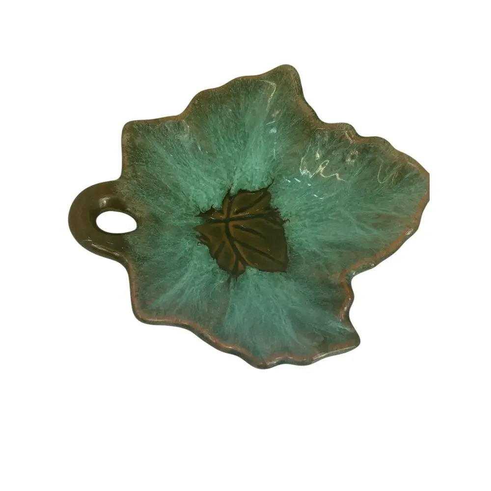 Studio Art Pottery Maple Leaf Trinket Dish Plate Signed McMaster 21 Canada